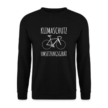 Klimaschutz Umsetzungsgerät Rennrad Radfahrer - Unisex Pullover - Schwarz - Vorne - Alina (178cm) & Michal (187cm)