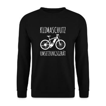 E-Bike Lustige Fahrrad Sprüche Klimaschutz Rad - Unisex Pullover - Schwarz - Vorne - Alina (178cm) & Michal (187cm)
