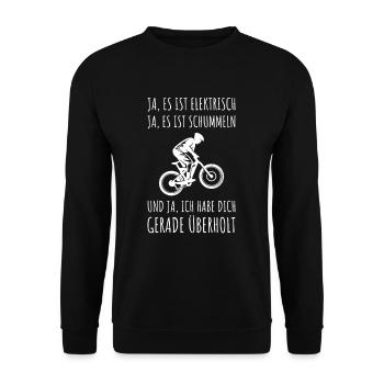 Elektro Mountainbike eMTB eBike Fahrrad Spruch MTB - Unisex Pullover - Schwarz - Vorne - Alina (178cm) & Michal (187cm)