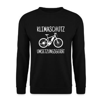 Fahrrad Klimaschutz E-Bike Lustiger Spruch eBike - Unisex Pullover - Schwarz - Vorne - Alina (178cm) & Michal (187cm)
