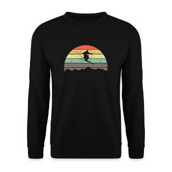 Skier Mountains Ski Apres Ski Retro Vintage - Sweat-shirt Unisexe - noir - Devant - Alina (178cm) & Michal (187cm)