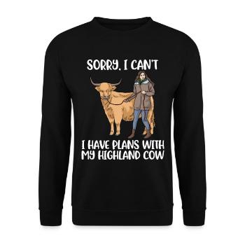 Schottische Highland Kuh Geschenk Frauen Kuh - Unisex Pullover - Schwarz - Vorne - Alina (178cm) & Michal (187cm)