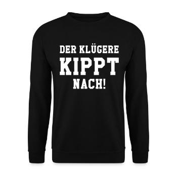 Der klügere kippt nach! - Unisex Pullover - Schwarz - Vorne - Alina (178cm) & Michal (187cm)
