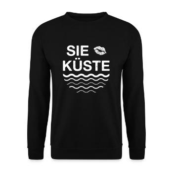 Sie Küste Er Wollte Meer Kussmund Partner Geschenk - Unisex Pullover - Schwarz - Vorne - Alina (178cm) & Michal (187cm)