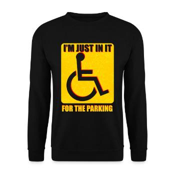 Cadeau pour personnes handicapées en fauteuil roulant - Sweat-shirt Unisexe - noir - Devant - Alina (178cm) & Michal (187cm)