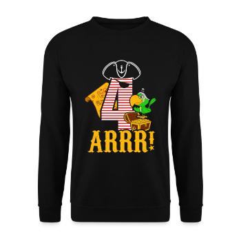 Pirate son birthday 4 years - Unisex Sweatshirt - black - Front - Alina (178cm) & Michal (187cm)