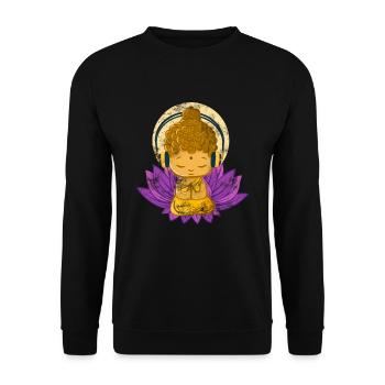 Bouddha Bouddhisme musique DJ musique Tibet moine - Sweat-shirt Unisexe - noir - Devant - Alina (178cm) & Michal (187cm)