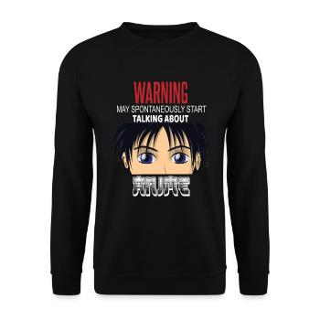 Warning May Spontaneously Start Talking Anime - Unisex Sweatshirt - black - Front - Alina (178cm) & Michal (187cm)