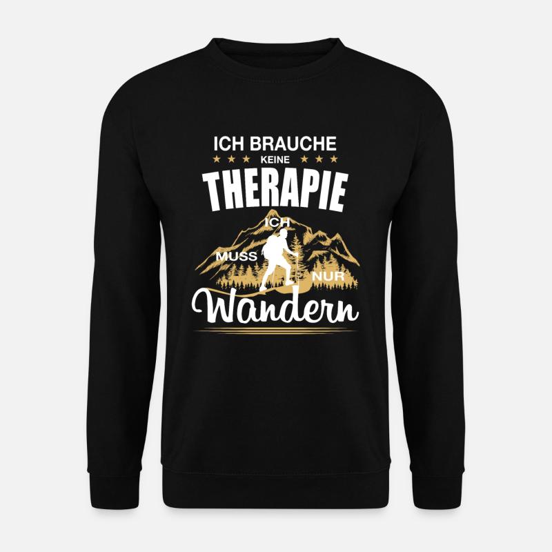 Wandern Therapie Spruch Berge Alpen Wanderer Retro - Unisex Pullover - Schwarz