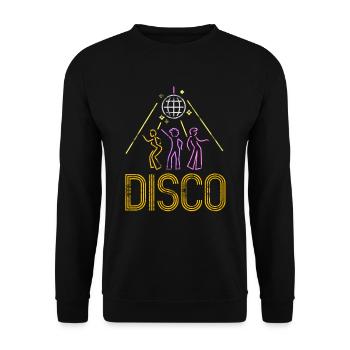 Disco Queen Party Musik Club Tanzen 70er Retro - Unisex Pullover - Schwarz - Vorne - Alina (178cm) & Michal (187cm)