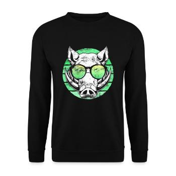 Sanglier chasse forestier trophée chasse sanglier sauvage - Sweat-shirt Unisexe - noir - Devant - Alina (178cm) & Michal (187cm)