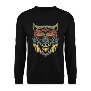 Sanglier chasse forestier trophée chasse sanglier sauvage - Sweat-shirt Unisexe - noir - Devant - Alina (178cm) & Michal (187cm)