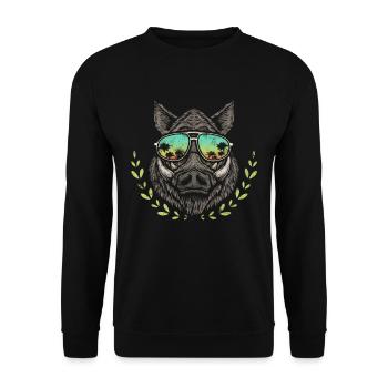 Sanglier chasse forestier trophée chasse sanglier sauvage - Sweat-shirt Unisexe - noir - Devant - Alina (178cm) & Michal (187cm)