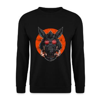 Sanglier chasse forestier trophée chasse sanglier sauvage - Sweat-shirt Unisexe - noir - Devant - Alina (178cm) & Michal (187cm)