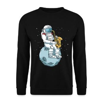 Saxophone Shirt Hommes Astronaut Moon Jazz Music - Sweat-shirt Unisexe - noir - Devant - Alina (178cm) & Michal (187cm)