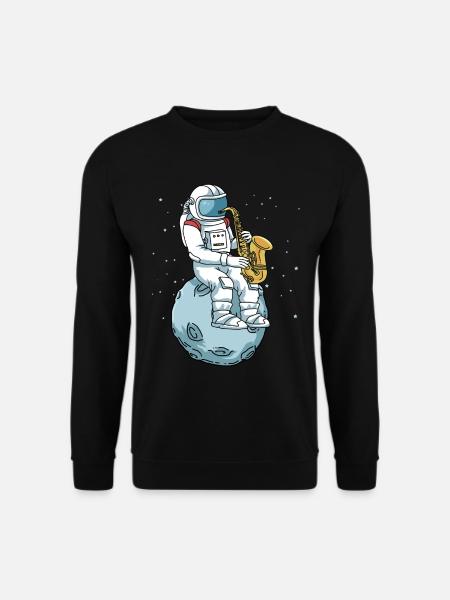 Saxophon Shirt Männer Astronaut Mond Jazz Musik - Unisex Pullover - Schwarz