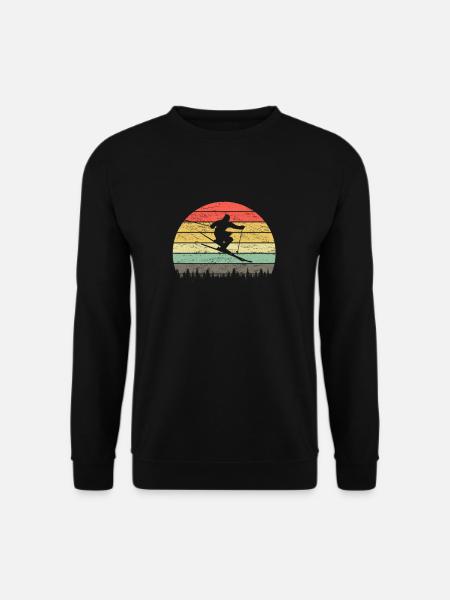 Retro Skifahrer Skifahren Ski Urlaub Berge Vintage - Unisex Pullover - Schwarz