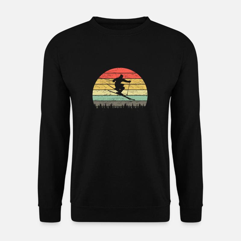Retro Skifahrer Skifahren Ski Urlaub Berge Vintage - Unisex Pullover - Schwarz
