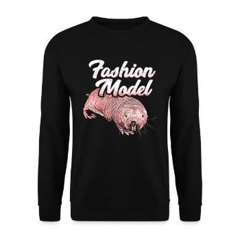Nacktmull Fashion Model Nager Ratten Ratte Humor - Unisex Pullover - Schwarz - Vorne - Alina (178cm) & Michal (187cm)