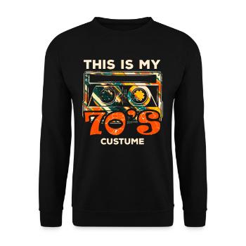 70er 1970er 70 Jahre Siebziger Musik Disco Kostüm - Unisex Pullover - Schwarz - Vorne - Alina (178cm) & Michal (187cm)
