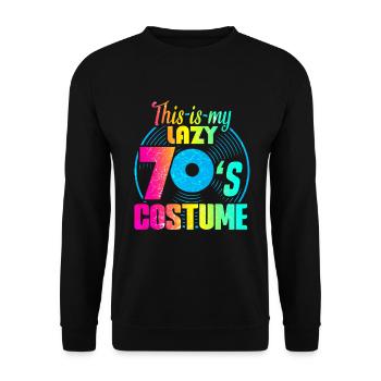 70er 1970er 70 Jahre Siebziger Musik Disco Kostüm - Unisex Pullover - Schwarz - Vorne - Alina (178cm) & Michal (187cm)