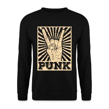 Punk music anarchy punk rock band concert gift - Unisex Sweatshirt - black - Front - Alina (178cm) & Michal (187cm)