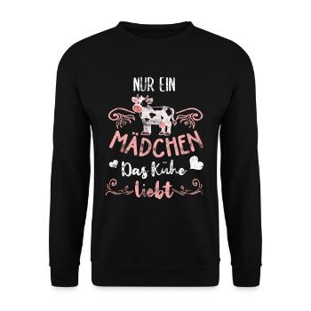Süsse Kuh Nur ein Mädchen das Kühe liebt Bauer - Unisex Pullover - Schwarz - Vorne - Alina (178cm) & Michal (187cm)