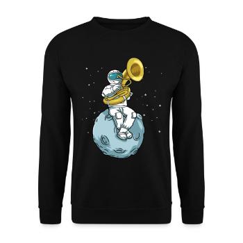 Sousaphone Tshirt Astronaut Brass Band Tuba - Unisex Sweatshirt - black - Front - Alina (178cm) & Michal (187cm)