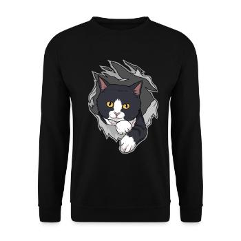 Tuxedo Cat Tshirt Men's Cat Shirt Women's Cat - Unisex Sweatshirt - black - Front - Alina (178cm) & Michal (187cm)