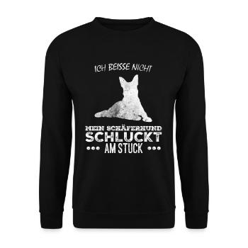 Ich beiße nicht Deutscher Schäferhund Design - Unisex Pullover - Schwarz - Vorne - Alina (178cm) & Michal (187cm)