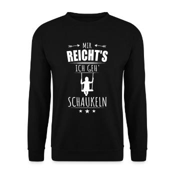 Lustiger Spruch Schaukeln Mir Reichts Schaukel - Unisex Pullover - Schwarz - Vorne - Alina (178cm) & Michal (187cm)