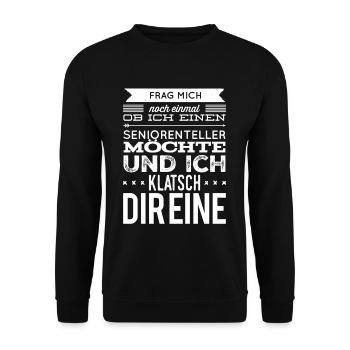 No I don't want a senior citizen's plate pensioner - Unisex Sweatshirt - black - Front - Alina (178cm) & Michal (187cm)