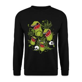 Red Pitcher Plant Shirt Carnivorous Plant - Unisex Sweatshirt - black - Front - Alina (178cm) & Michal (187cm)