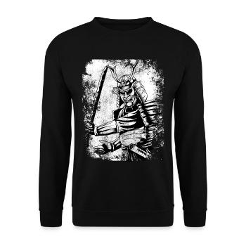 Retro samurai warrior shirt 7 virtues japan - Unisex Sweatshirt - black - Front - Alina (178cm) & Michal (187cm)