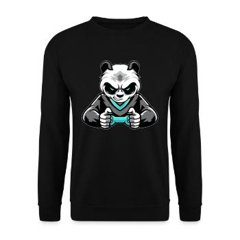 Panda Bär Gaming Konsole Zocker Nerd Gamer Video - Unisex Pullover - Schwarz - Vorne - Alina (178cm) & Michal (187cm)