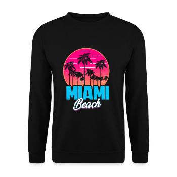 Miami Beach Sommer Urlaub USA 70s Tourist - Unisex Pullover - Schwarz - Vorne - Alina (178cm) & Michal (187cm)