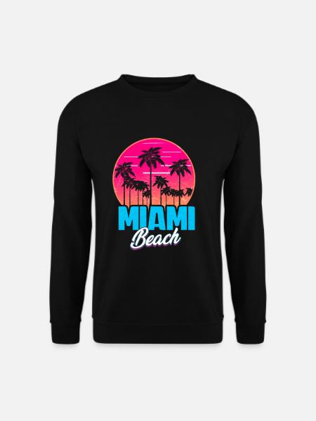 Miami Beach Sommer Urlaub USA 70s Tourist - Unisex Pullover - Schwarz