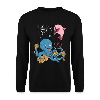 Music shirt child guitar octopus singing blobfish - Unisex Sweatshirt - black - Front - Alina (178cm) & Michal (187cm)