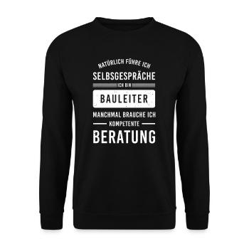 Bauleiter Baustelle Bauherr Hausbau Eigenheim - Unisex Pullover - Schwarz - Vorne - Alina (178cm) & Michal (187cm)