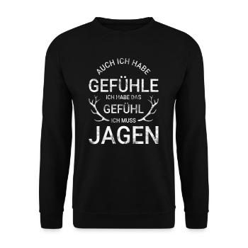 Jäger Jagd Drückjagd Schonzeit Geschenk - Unisex Pullover - Schwarz - Vorne - Alina (178cm) & Michal (187cm)