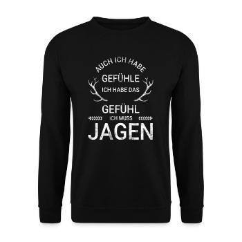 Jäger Jagd Drückjagd Schonzeit Geschenk - Unisex Pullover - Schwarz - Vorne - Alina (178cm) & Michal (187cm)