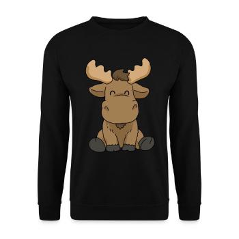 Elk Tshirt Sweden Shirt Scandinavia Norway - Unisex Sweatshirt - black - Front - Alina (178cm) & Michal (187cm)