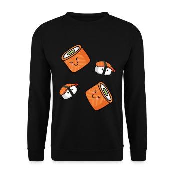 Sushi Bad Funny Design for Japan Fans - Unisex Sweatshirt - black - Front - Alina (178cm) & Michal (187cm)
