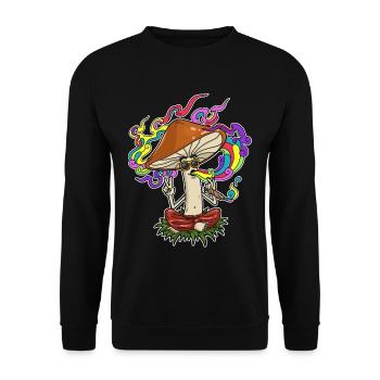 Magic Mushroom Halluzionogene Pilze Weed Shrooms - Unisex Pullover - Schwarz - Vorne - Alina (178cm) & Michal (187cm)