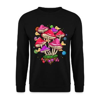 Halluzinogene Pilze Sammeln Shrooms Magic Mushroom - Unisex Pullover - Schwarz - Vorne - Alina (178cm) & Michal (187cm)
