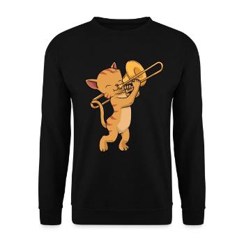 Trombone t-shirt chat vent musique cadeau tromboniste - Sweat-shirt Unisexe - noir - Devant - Alina (178cm) & Michal (187cm)