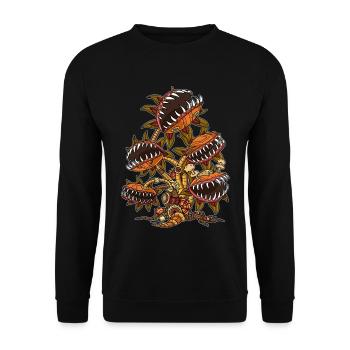 Carnivorous Venus Flytrap Steampunk - Unisex Sweatshirt - black - Front - Alina (178cm) & Michal (187cm)