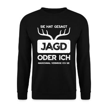Chasseur Chasse Chasse Driven Chasse Chien Cadeau - Sweat-shirt Unisexe - noir - Devant - Alina (178cm) & Michal (187cm)