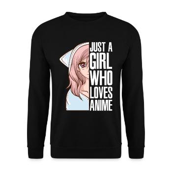 Nur ein Mädchen, das Anime-Japan-Manga liebt - Unisex Pullover - Schwarz - Vorne - Alina (178cm) & Michal (187cm)