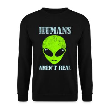 Funny Alien Ufo Alien Space Aliens - Unisex Sweatshirt - black - Front - Alina (178cm) & Michal (187cm)